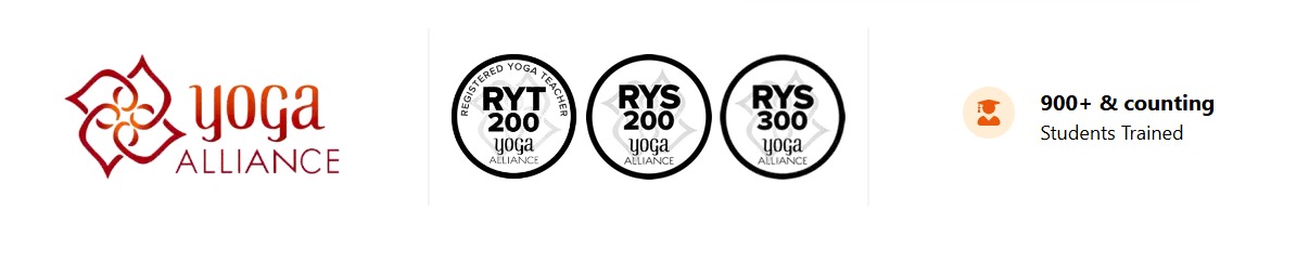 Yoga Alliance RYT 200, RYS 200, RYS 300 certifications · 900+ students trained
